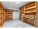 Basement area with built-in wooden bookshelves and a small desk at 619 S Fifth St, Mebane, NC 27302