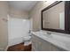 Bathroom showcasing a classic design with a tub, vanity and neutral tones at 100 Virginia Lee Ln, Efland, NC 27243