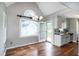 Dining area with chandelier, backyard views and access to kitchen at 101 Stefi Ct, Garner, NC 27529