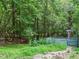 Lush backyard with mature trees and stone pathway at 10101 Daviton Ct, Raleigh, NC 27615