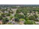 Aerial view showcasing the neighborhood with mature trees and convenient access to nearby power lines at 1442 Morningside Dr, Burlington, NC 27217