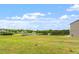 Expansive backyard view overlooking lush greenery, mature trees, and tranquil pond at 167 Young Farm Dr, Lillington, NC 27546