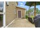 Backyard with fenced-in area, concrete patio, and storage shed at 19 Kimberly Ct, Lillington, NC 27546
