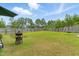 Spacious backyard with lush lawn, wood fence, and mature trees at 19 Kimberly Ct, Lillington, NC 27546