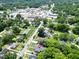 An aerial view of the neighborhood showing the home's proximity to amenities and other properties at 219 E Nash St, Spring Hope, NC 27882