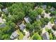 Community aerial view featuring numerous homes with lush green surroundings, showcasing neighborhood layout at 2425 Lemuel Dr, Raleigh, NC 27615