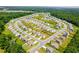Sprawling aerial view of a neighborhood surrounded by lush greenery and well-maintained lawns, highlighting the community's layout at 341 Henry Steel Dr, Gibsonville, NC 27249