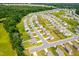 Scenic aerial view showcasing a neighborhood featuring green lawns and houses, bordered by mature trees, conveying a tranquil community at 341 Henry Steel Dr, Gibsonville, NC 27249