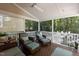 Relaxing covered patio with ceiling fan and comfortable seating overlooking lush greenery at 8004 Gabriels Bend Dr, Raleigh, NC 27612