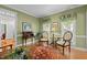 Comfortable sitting room with hardwood floors, elegant furnishings, and large sun-filled windows at 8004 Gabriels Bend Dr, Raleigh, NC 27612