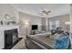 Inviting living room with fireplace and large sectional sofa at 120 Feezor Ct, Clayton, NC 27527