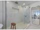 Walk in shower with modern shower-head and glass door at 122 N Harrington St # 1555, Raleigh, NC 27603