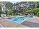 Community pool featuring lounge chairs and lush landscaping, perfect for relaxing outdoors at 1300 St Marys St # 402, Raleigh, NC 27605