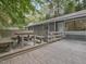 Cozy backyard deck with built-in seating and a wooded view at 152 A&B Cedar Terrace, Chapel Hill, NC 27516