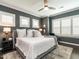 Comfortable primary bedroom with a plush bed, ample natural light through plantation shutters, and a cozy ambiance at 1610 Draper View Loop # 101, Raleigh, NC 27608