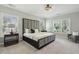 Serene primary bedroom with plush carpeting, tray ceiling, and large windows for natural light at 1625 Banks View Dr, Raleigh, NC 27603