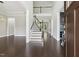 Grand foyer with hardwood floors, soaring ceilings, and an elegant staircase at 1625 Banks View Dr, Raleigh, NC 27603