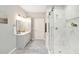 Stylish bathroom featuring a glass shower, modern vanity, and elegant lighting, for a spa-like feel at 1824 Irish Blvd, Sanford, NC 27332