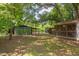 The backyard features mature trees, green lawn, and storage sheds at 2009 Carolina Ave, Durham, NC 27705