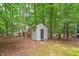 Backyard storage shed, perfect for housing tools and equipment at 201 Cobblestone Dr, Chapel Hill, NC 27516