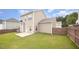 Fenced backyard showcasing lush grass and a patio, ideal for outdoor entertaining and enjoying the peaceful surroundings at 2309 King Malcolm Ln, Zebulon, NC 27597