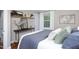 Relaxing bedroom with a stylish shelf, mirror, and soft linens for a serene retreat at 2423 Farthing St, Durham, NC 27704