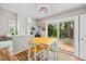Bright eat-in kitchen area featuring modern table and chairs, natural light, and a sliding glass door at 304 Gold Point Dr, Cary, NC 27519
