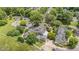 Aerial view showcasing a community featuring a playground, ample parking, and picnic area at 384 Lyndfield Cl W, Pittsboro, NC 27312