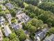 Scenic aerial view of a residential neighborhood with mature trees and well-manicured lawns at 4001 Falls River Ave, Raleigh, NC 27614