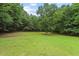 Picturesque backyard featuring lush green grass and a dense tree line, perfect for outdoor activities at 558 Christys Way, Roxboro, NC 27574