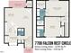 Detailed floor plan of a 1278 sq ft home featuring a kitchen, dining area, bedrooms, and outdoor patio at 7708 Falcon Rest Cir, Raleigh, NC 27615