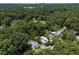 Panoramic aerial view of wooded neighborhood with lush green canopy at 101 Goldston Dr, Carrboro, NC 27510