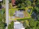 Aerial view of home with estimated property lines at 101 Goldston Dr, Carrboro, NC 27510