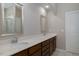 Bathroom featuring double sinks, quartz countertop, and marble flooring at 1018 Excite Ave, Morrisville, NC 27560