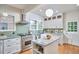 Modern kitchen features white cabinets, stainless steel appliances, and a center island at 1104 Englewood Ave, Durham, NC 27701