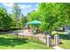 Community playground with slides, swings, climbing structures, and a covered picnic area at 150 Saint Mellion St, Raleigh, NC 27603