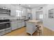 Modern kitchen featuring stainless steel appliances and a butcher block island at 1916 Hart St, Durham, NC 27703