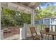 Cozy porch offers a seating area and a view of the fenced backyard at 1916 Hart St, Durham, NC 27703