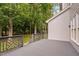 Large back deck featuring custom railings with a view of the backyard at 202 Stoneleigh Dr, Cary, NC 27511