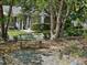 Charming home featuring a quaint front yard with a bench seat and lush trees providing shade at 224 Kirkwood Dr, Chapel Hill, NC 27514