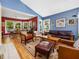 Cozy living room with hardwood floors, comfortable seating, and plenty of natural light from surrounding windows at 224 Kirkwood Dr, Chapel Hill, NC 27514