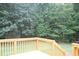 Deck stairs leading to a green and wooded backyard at 3145 Pier Pointe Dr, Creedmoor, NC 27522