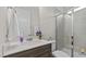 Clean bathroom with a white shower, white countertop, and vanity for a fresh and inviting space at 3421 Lebrun Path, Fuquay Varina, NC 27526