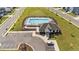 The community pool boasts a variety of seating options and an adjacent parking lot for easy access at 3421 Lebrun Path, Fuquay Varina, NC 27526