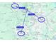 Map showing distances and commute times to Hillsborough, Durham, and Chapel Hill at 4703 Pleasant Green Rd, Durham, NC 27705