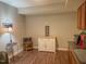 Kitchenette with wooden floors and a white kitchen cart at 5500 Fortunes Ridge Dr # 94C, Durham, NC 27713