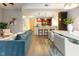Open living space with modern furnishings and view of the kitchen and dining area at 618 N Boylan Ave # 520, Raleigh, NC 27603