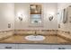 Bathroom vanity showcasing granite counters, modern fixtures, and decorative lighting at 7016 Valley Dr, Raleigh, NC 27612