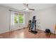 Bright bedroom with a ceiling fan and a window offering a green outdoor view at 7016 Valley Dr, Raleigh, NC 27612