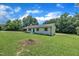 Well-maintained single-story home with a blue door and a large, green front yard at 802 Creech Church Rd, Kenly, NC 27542